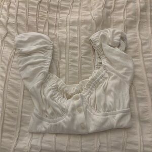 Grey Bandit White Pointelle Top